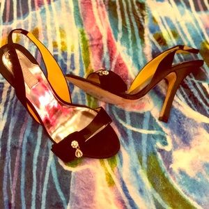 Badgley Mischka sling back black dress heels NWOB